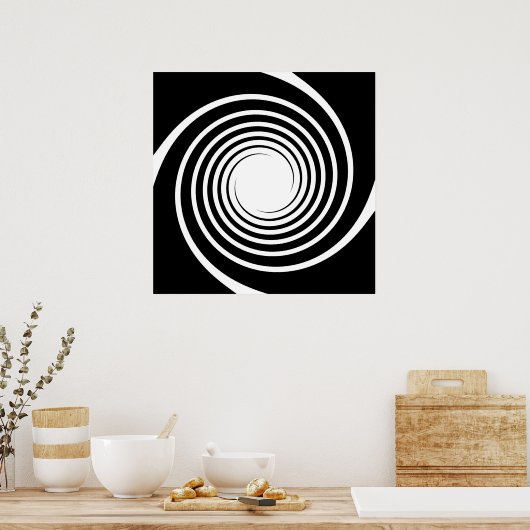 Schwarz-Weiß-Spiral-Design. Poster (Küche)
