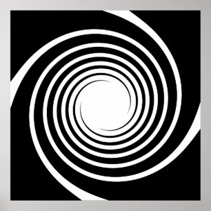 Schwarz-Weiß-Spiral-Design. Poster