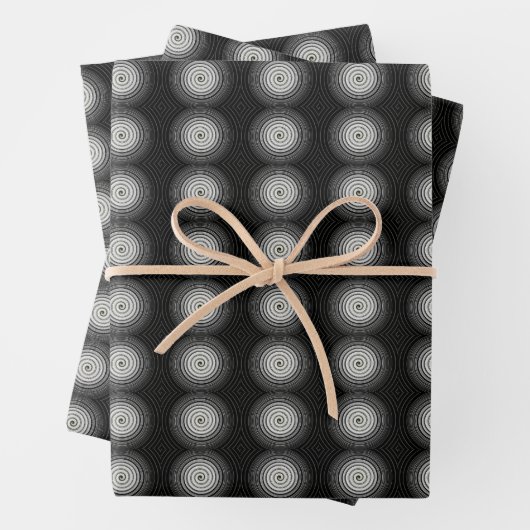 Schwarz-Weiß-Spirale Geschenkpapier Set (Beispiel)