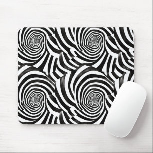 Schwarz-Weiß-Spiralen Mousepad