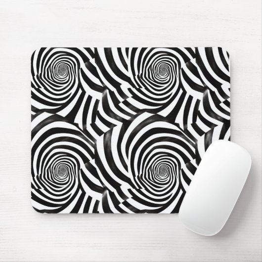Schwarz-Weiß-Spiralen Mousepad (Mit Mouse)