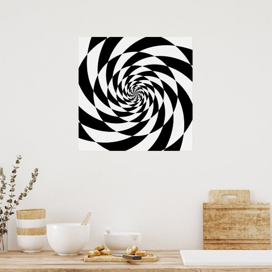 Schwarz-Weiß-Spiralen Poster (Küche)
