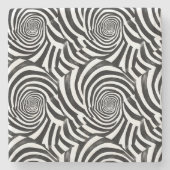 Schwarz-Weiß-Spiralen Steinuntersetzer (Vorderseite)