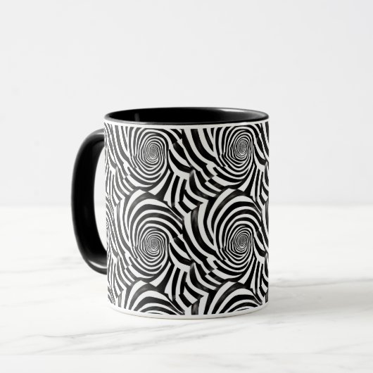 Schwarz-Weiß-Spiralen Tasse (Vorderseite Links)