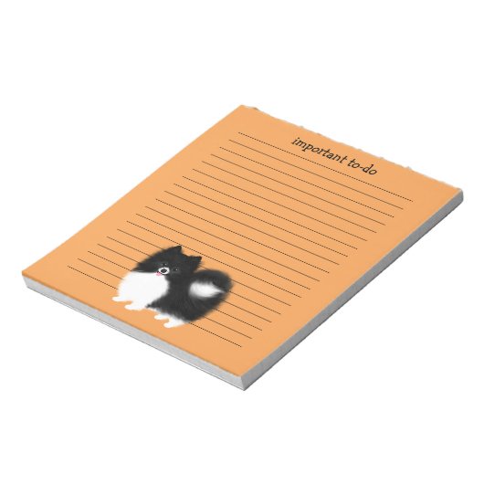 Schwarz-Weiß-Spitz mit benutzerdefiniertem Text Notizblock (Rotiert)