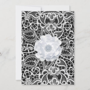 Schwarz-Weiß-Spitze elegante Einladung zur Hochzei