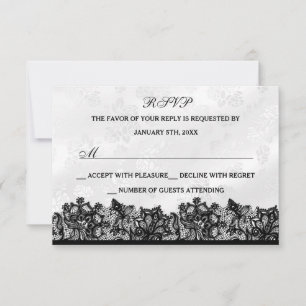 Schwarz-Weiß-Spitze RSVP Karte