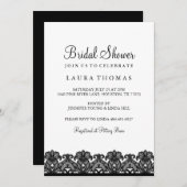 Schwarz-Weiß-Spitzen-Brautparty laden ein Einladung (Vorne/Hinten)