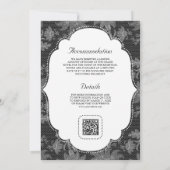 Schwarz-Weiß-Spitzen-Coquette-Bow QR-Code-Hochzeit Einladung (Rückseite)