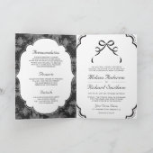 Schwarz-Weiß-Spitzen-Coquette-Bow QR-Code-Hochzeit Einladung (Innenseite)