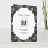 Schwarz-Weiß-Spitzen-Coquette-Bow QR-Code-Hochzeit Einladung (Rückseite)