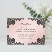 Schwarz-Weiß-Spitzen-Hochzeitsdetails Unterkunft Begleitkarte (Stehend Vorderseite)