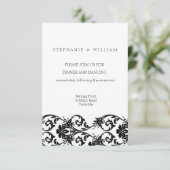 Schwarz-Weiß-Spitzen-Hochzeitskarte Einladung (Stehend Vorderseite)
