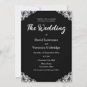 Schwarz-Weiß-Spitzen Save the Date Einladung