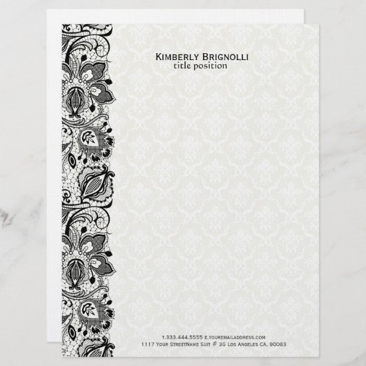 Schwarz-Weiß-Spitzen und Damasken Briefkopf (Vorne/Hinten)
