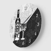 Schwarz-Weiß-Spitzen Weinflasche Runde Uhr (Winkel)