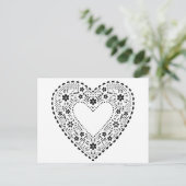 Schwarz-Weiß-Spitzenherz Postkarte (Stehend Vorderseite)