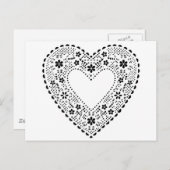 Schwarz-Weiß-Spitzenherz Postkarte (Vorne/Hinten)