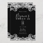 Schwarz & Weiß Spitzenklasse Elegant Sweet 16 Part Einladung (Vorne/Hinten)