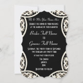 Schwarz-Weiß-Spitzenpapier gestrichene Damastenhoc Einladung (Rückseite)