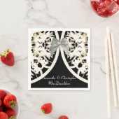 Schwarz-Weiß-Spitzenpapier gestrichene Damastenhoc Serviette (Beispiel)