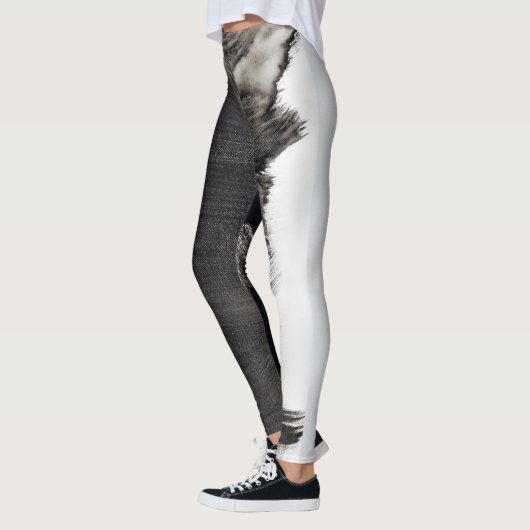 Schwarz-Weiß-Splash Abstrakt III Leggings (Links)