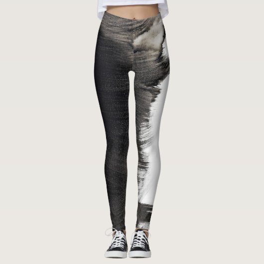 Schwarz-Weiß-Splash Abstrakt III Leggings (Vorderseite)