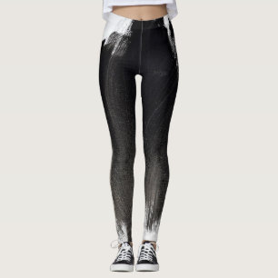 Schwarz-Weiß-Splash Abstrakten Leggings
