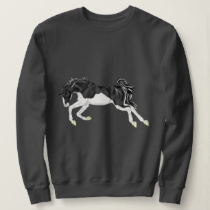 Schwarz-Weiß-Splash Oberpferd Sweatshirt