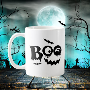 Schwarz-Weiß-Spooky-Boo Halloween Kaffeetasse