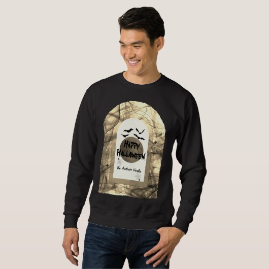 Schwarz-Weiß Spooky Fledermäuse passend zu Hallowe Sweatshirt (Vorne ganz)