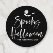 Schwarz-Weiß-Spooky Halloween-Pinselkalligrafie Geschenkanhänger (Rückseite)