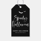 Schwarz-Weiß-Spooky Halloween-Pinselkalligrafie Geschenkanhänger (Vorderseite)