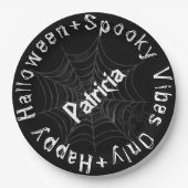 Schwarz-Weiß Spooky Moderne glückliche Halloween Pappteller (Vorderseite)
