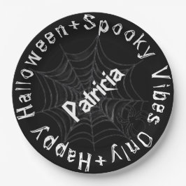 Schwarz-Weiß Spooky Moderne glückliche Halloween Pappteller