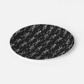 Schwarz-Weiß-Spooky-Tanzskelett Pappteller (Schrägansicht)