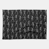 Schwarz-Weiß-Spooky-Tanzskelette Geschirrtuch (Horizontal)