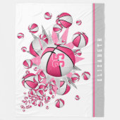 Schwarz-Weiß-Sportstube Mädchen Basketball-Blown Fleecedecke (Vorderseite)