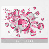 Schwarz-Weiß-Sportstube Mädchen Basketball-Blown Fleecedecke (Vorderseite (Horizontal))