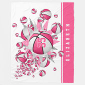 Schwarz-Weiß-Sportstube Mädchen Basketball-Blown Fleecedecke (Vorderseite)