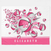 Schwarz-Weiß-Sportstube Mädchen Basketball-Blown Fleecedecke (Vorderseite (Horizontal))