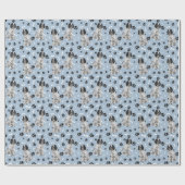 Schwarz-weiß Springer Spaniel Dog Paw Prints Geschenkpapier (Flach)
