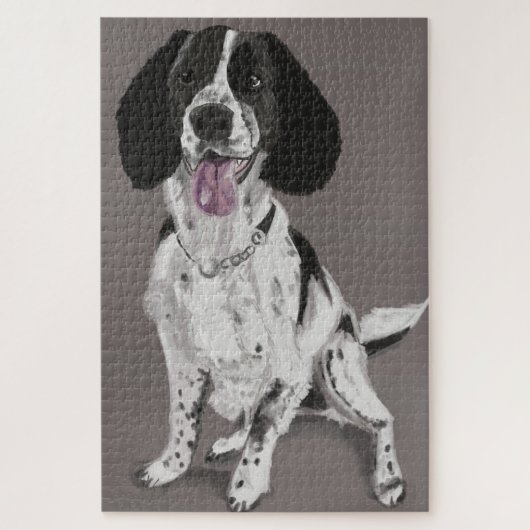 Schwarz-Weiß-Springer Spaniel Puzzle (Vertikal)