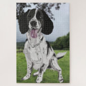 Schwarz-Weiß-Springer Spaniel Puzzle (Vertikal)
