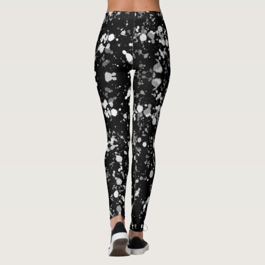 Schwarz-Weiß-Spritzer Leggings (Rückseite)
