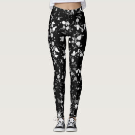 Schwarz-Weiß-Spritzer Leggings