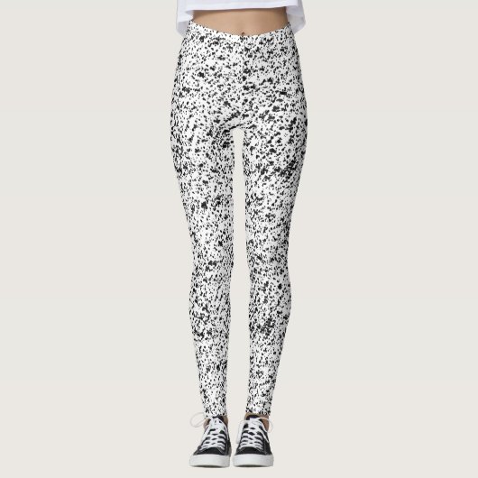 Schwarz-Weiß-Spritzer Leggings (Vorderseite)