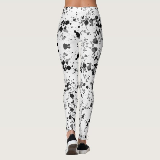 Schwarz-Weiß-Spritzer Leggings (Rückseite)