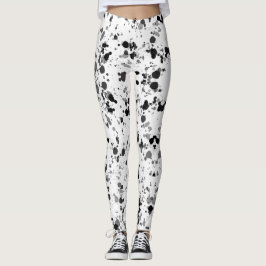 Schwarz-Weiß-Spritzer Leggings