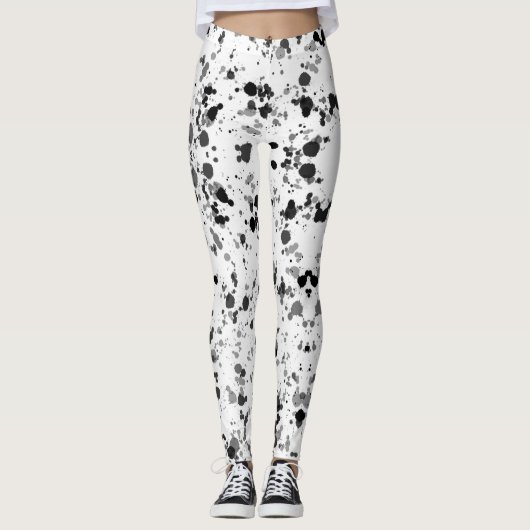 Schwarz-Weiß-Spritzer Leggings (Vorderseite)